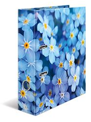 HERMA Folder A4 Blue Flowers, 7 cm Wide, Children's Ring Binder with Plants Motif, Colourful Lever Arch File with Inner Print for Boys and Girls