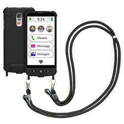 swissvoice - Smartphone S510-M + Cavo Magnetico di Ricarica + Custodia Protettiva con Cordino - Facile da Usare - Tasto SOS - Smartphone 4G per Anziani - Sbloccato - Nero