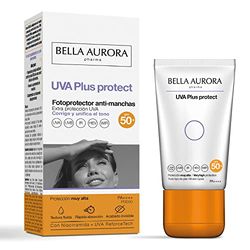 BELLA AURORA - UVA Plus Protect, SPF50+ Solskydd mot fläckar ansikte, unisex, minimalistisk, klar/vit