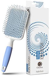 Soft Paddle Brush Infused with Ionic Minerals -Anti Static Flat Detangler Brush for Hair Styling, Blow Drying, Straightening - Gentle, Nylon Bristles, Easy Comfort Grip Flat by Osensia (Paddle)