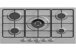 Hisense GM772XF Plaque de cuisson à gaz, 5 zones de cuisson, largeur 70 cm, brûleur wok double couronne et grilles vitrées, allumage intégré, anti-empreinte en acier inoxydable