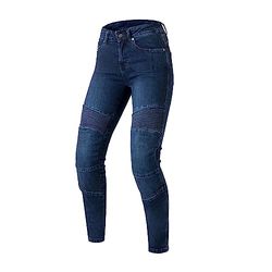 OZONE MOTO Agness II Lady Motorjeans dames | aramidevezel voering | kniebeschermers niveau 2 | zakken voor heupen en stuitbeenbeschermers | slim fit, blauw, 34W x 28L