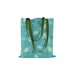 Bonamaison, 100% Algodón Bolso De Mano Impreso, Bolso de la Compra Reutilizable, Bolso De Compras, Ecológico, Plegable, Bolso de Tela de Lona con Asas Verdes, 34X40 Cm - Fabricado en Turquía