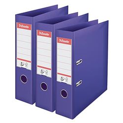 Esselte VIVIDA 624282 Lot de 3 classeurs à levier A4, tranche de 75 mm, capacité de 500 feuilles, PP, couverture en plastique, dossiers et dossiers, violet