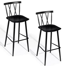 COSTWAY Lot de 2 tabourets de Bar avec Dossier, chaises de Salle à Manger, chaises de bistrot, chaises de café 47,5 cm x 41 cm x 105 cm (L x l x H)