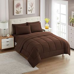 Sweet Home Collection Parure de lit Alternative en Duvet Ultra Doux et draps de lit Luxueux, Polyester, Marron, Grand lit