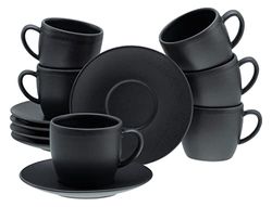 Creatable, 33043 Soft Touch Black Service de table 12 pièces pour 6 personnes en grès Passe au lave-vaisselle et au micro-ondes Fabriqué en Europe