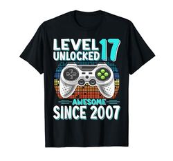 level 17 unlocked compleanno 17 anni regalo 17 anni maschio Maglietta
