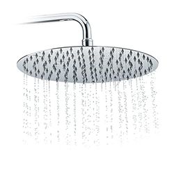 Relaxdays Cabezal de ducha redondo efecto lluvia, 300mm, acero inoxidable, efecto espejo, brillante, ducha de lluvia 1/2 pulgada, plateado