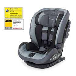 Foppapedretti, IsoPlus, silla de coche IsoFix y DualFix, grupo 1/2/3, 9-36 kg, para niños de 9 meses hasta 12 años, gris (Plata)