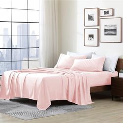 Cathay Home Essentials Parure de lit Ultra Douce pour lit Simple XL, hypoallergénique, Infroissable, en Microfibre à Double brossage, Rose pâle