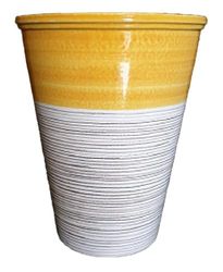 Ceramiche Angela Rinaldi (Altezza cm 15 diametro cm 13, arancione+ linee sottili)