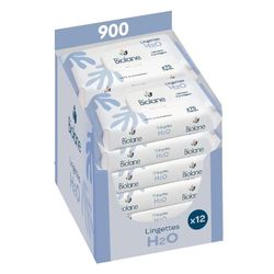 BIOLANE - Chusteczki dla niemowląt na wodę - 900 chusteczek - Zestaw 12x75 - Delikatne i skuteczne czyszczenie - Od urodzenia - Francuska jakość