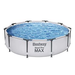 Bestway 56406 Steel Pro MAX Frame Pool zonder pomp Ø 305 x 76 cm, lichtgrijs, rond