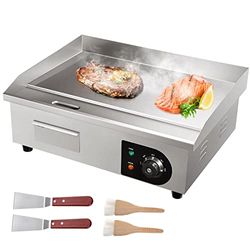 VEVOR Piastra elettrica da 1600 W, 40 x 300 x 10 mm, in acciaio inox + piastra in ferro 542 x 430 x 220 mm, con spazzole e pala, piastra per barbecue elettrica professionale