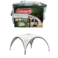 Coleman Event Shelter Evenemangstält, Vit, 13,32 m² & Coleman sidopanel för evenemangsskydd L och evenemang skydd Pro L 3,6 x 3,6 m, lusthus sidopanel med dörr och fönster, solskydd, vattentåligt