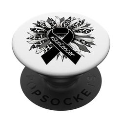 Leopardo Girasol Cinta Negra Concientización Cáncer de PopSockets PopGrip Adhesivo