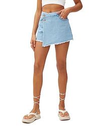 Koton Dames katoenen pocket button detail denim shorts, Light Indigo (Lgt), 34