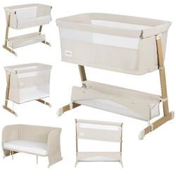lionelo THOMI Plus 5 en 1 Lit Bébé sur Pied, Convertible jusqu'à 9 kg, pour Un Enfant Plus Âgé jusqu'à 30 kg, Parc Enfant Jusqu'à 15 kg, Canapé-Lit jusqu'à 100 kg Réglable en Hauteur, 2 Roues