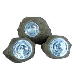 3 stuks zonne-velgen voor de tuin, LED, wit, Rocky Brown, 14 en 9 cm