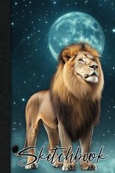 Lion Moon Sketchbook 6 x 9: Cute Mystic Lion Moon Notebook for Drawing or doodling 112 Pages with Lion Moon bottom border, includes belong page. Great for Sketching or journal.