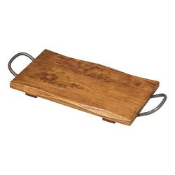 Tala Grande table de présentation avec poignées en métal, bois d'hévéa laqué, idéale pour servir du fromage, du pain et des charcuteries et parfaite pour les entrées mixtes, mesure 40 x 22 x 2 cm