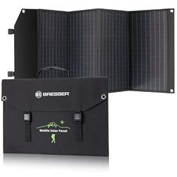 Bresser Cargador solar de 120 W con 1 CC y 3 puertos USB-A, incluye conector USB-A hembra con QC3.0 para carga rápida, panel solar como cargador para smartphones, estaciones de alimentación, etc.