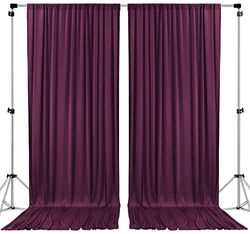 AK TRADING CO. IFR Gordijnen, achtergrond, polyester, panelen met roedezak, huwelijksceremonie, feest, thuis, ramen, decoratie, 3 x 3 m, aubergine