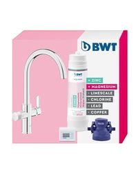 BWT AQA drink Pure 2.0 ZINC + MP200 | Robinet de cuisine chromé avec bec C extractible, douchette d'évier pivotante | Eau potable parfaitement filtrée | ZINC+Magnésium