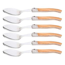 Laguiole Tradition Dinner Spoons Set of 6 Olive Wood Bowls Brass Jaws Laguiole Bee Wooden Box Kitchen/Household Blue M