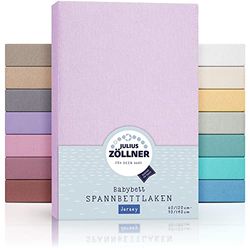 Julius Zöllner Jersey hoeslaken voor baby- en kinderbed, 100% jersey-katoen, Oeko-Tex Standard 100 gecertificeerd, afmetingen: 60 x 120 cm / 70 x 140 cm, set van 2, lila