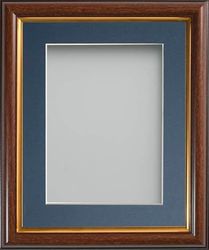 Frame Company Eldridge Mahogany Photo Frame with Blue Mount, A4 for 9x6 inch, fitted with perspex