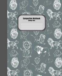 Lion Composition Notebook: 100 pages College Ruled Notepad, 7.5 x 9.25 Inches, Perfect for School for Girls and Boys