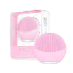 FOREO LUNA mini 3 Spazzola pulizia viso - Compatto - Massaggio viso hi-tech, silicone ultraigienico - Pulizia semplice - Detergente viso hi-tech - Collegabile tramite app - Pearl Pink