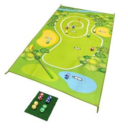 Tapis de départ de Golf Minigolf pour la Maison - Mini Golf Set Indoor - 160x100 cm Tapis de Golf - INCL. 8 balles en 4 Couleurs - Cadeau Minigolf pour la Maison