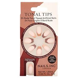 Nails Tonal Tips Nude Tipped Artificial Nails Pack of 24, Variety Pack