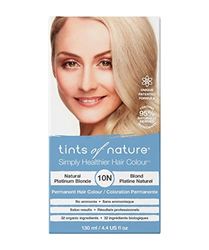 Tints of Nature 10N Natural Platinum Blonde Permanent Hair Dye, naturlig platinablond permanent hårfärg, vårdar håret och täcker grått, ammoniakfri, 130 ml