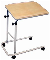 Aidapt Overbed and Chair Table Desk With Hygienic Laminated Easy Clean Top, Height and Angle Adjustment For Writing, Eating, Reading and Hobbies With Easy Move Castors with Brakes.