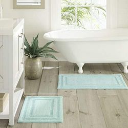 Tommy Bahama Set di tappeti da bagno, 100% trapuntato, ultra morbido e peluche, altamente assorbente, cotone, turchese, 2 pezzi