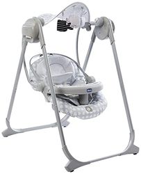 Chicco - Elektroniche Wipstoel Polly Swing Up - Verstelbare Wipstoel en Schommel - Inclusief Speelboog - Vanaf Geboorte tot 9 kg - Grijs