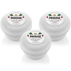 Proraso Sapone da Barba in Ciotola Pelli Sensibili, 3 x 150ml, Sapone barba per la rasatura arricchito con Estratti di Avena e Tè Verde, Made in Italy