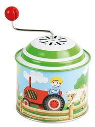 Bolz 52760 - Caja de música con diseño de granja, aprox. 10,5 x 7,5 cm, bote giratorio de metal, ángel giratorio para niños a partir de 18 m+, multicolor