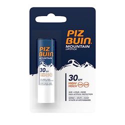 PIZ BUIN Mountain läppvård SPF 30, fuktgivande läppvårdspenna för vintersporter, effektiv vind- och solskydd för läpparna, 4,9 g