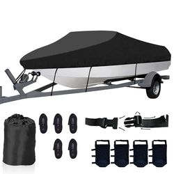 Housse de Bateau remorquable avec Coque en V imperméable, très résistante aux UV en Polyester 210D pour Bateau Runabout de 5,2 à 5,7 m avec Coque en V et Triple Coque