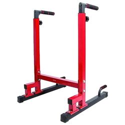 BalanceFrom Multi-Function Dip Stand Dip Station Dip Bar met Verbeterde Structuur Ontwerp, 500 lbs Capaciteit (Rood), Model: BFDB-1YLParent