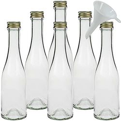 mikken 6 botellas pequeñas de cristal de 200 ml para rellenar + 1 embudo