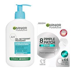 GARNIER Pure Active - Patch Bouton x44 + Nettoyant Visage Salicylique - Réduit L'Apparence Des Imperfections - Vegan & Cruelty Free - Tous Types De Peaux