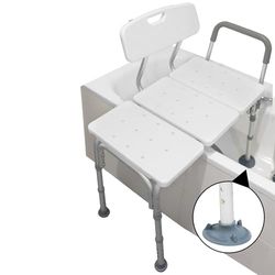 PEPE Mobility - Sedia Vasca da Bagno per Anziani con Bracciolo Imbottito, Sedile Antiscivolo, Trasferimento Doccia, Disabili Regolabile (Bianco, 50x77)