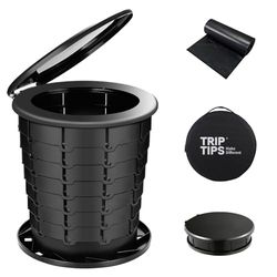 TRIPTIPS Draagbaar toilet, inklapbaar, reistoilet, in hoogte verstelbaar, campingtoilet, voor volwassenen en kinderen, voor gebruik in caravan of camper