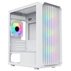 CiT Saturn Airflow Micro-ATX PC Gaming Case M/ATX con griglia frontale e pannello frontale in rete e pannello laterale in vetro temperato con 3 ventole ARGB anteriori Infinity e 1 ventola posteriore